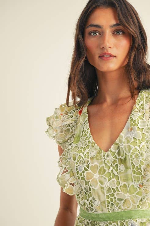 Crochet Lace Sleeveless Midi Dress