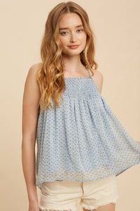 Smocked Chiffon Floral Top