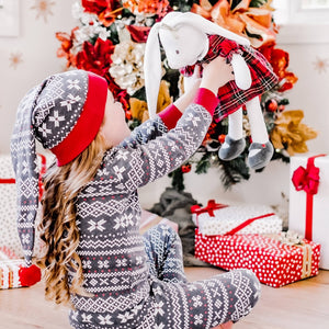 Havah the Bunny in Holiday Plaid Dress