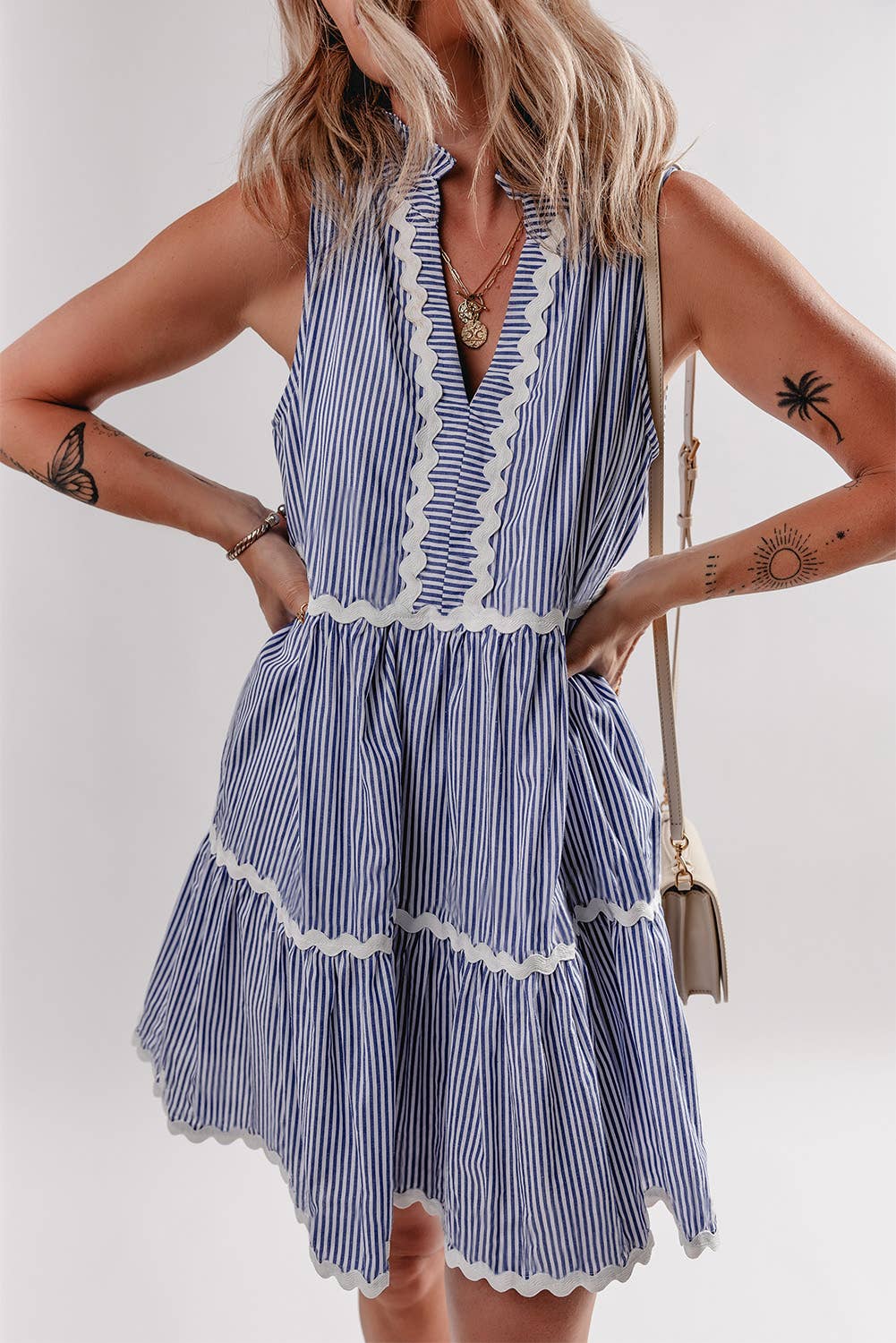 Ric-Rac Trim Sleeveless Mini Dress