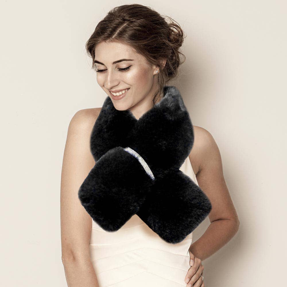 Sensibling Corp. - Faux Fur Bling Pull Through Scarf