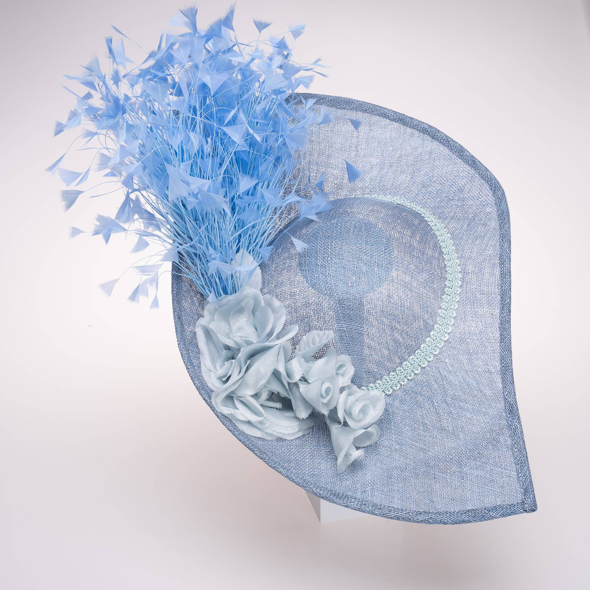 Sinamay Base With Flowers Feathers On The Brim - Red