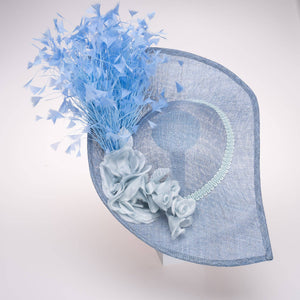 Sinamay Base With Flowers Feathers On The Brim - Red