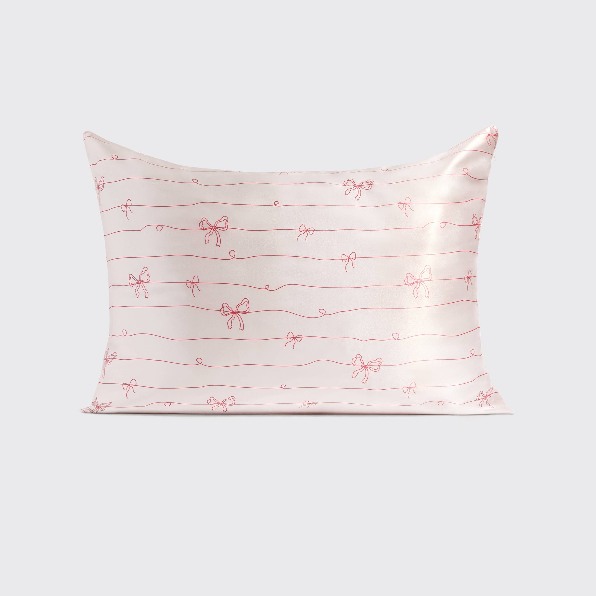 KITSCH - Holiday Satin Pillowcase in Striped Bows