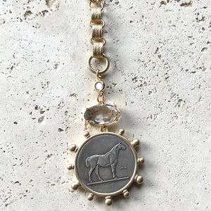 Vintage Book Chain French Coin Necklace
