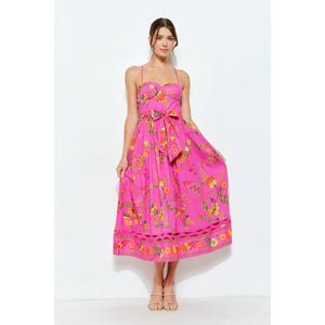 Embroidered Bustier Midi Dress