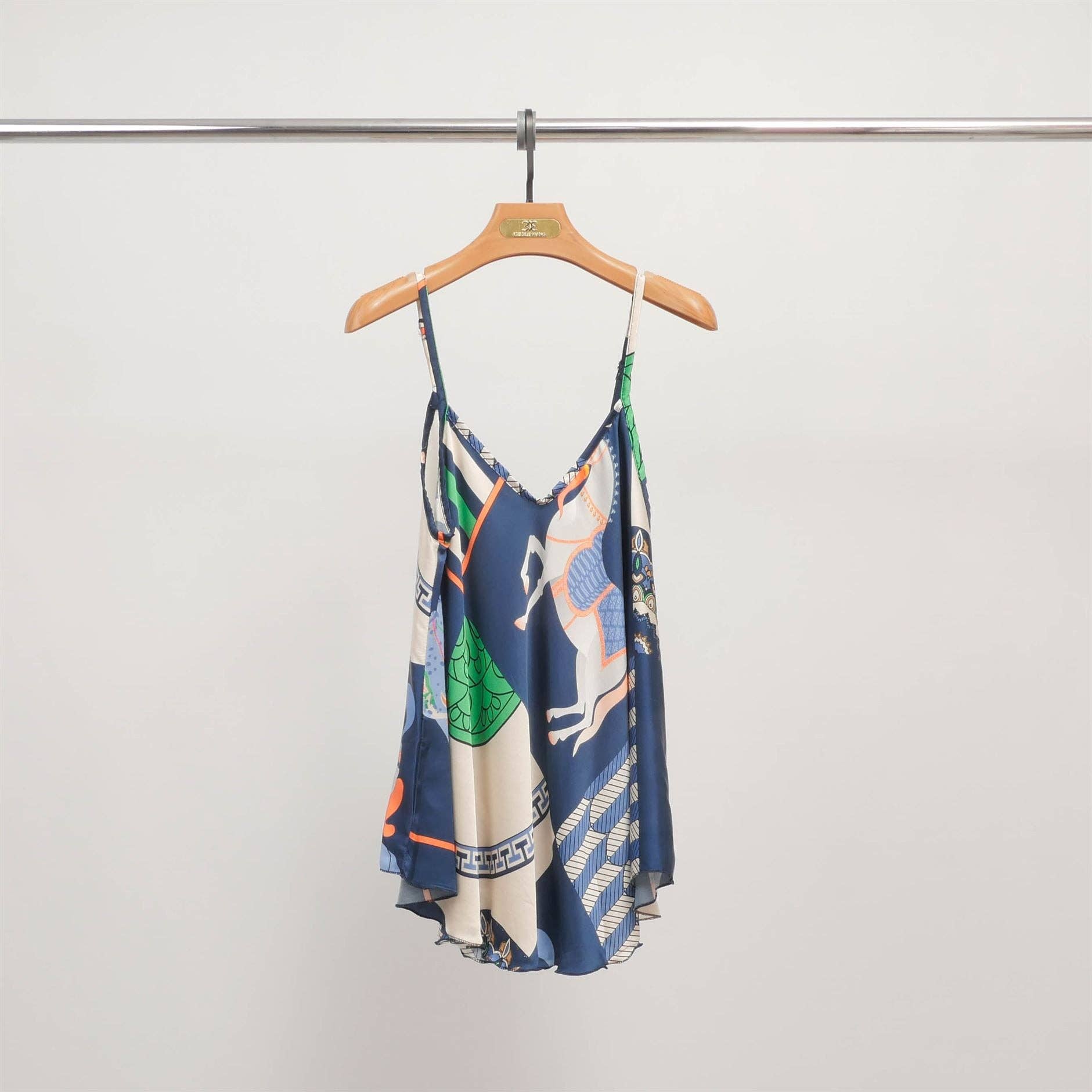 Cheval Tank - Black, Navy & Orange