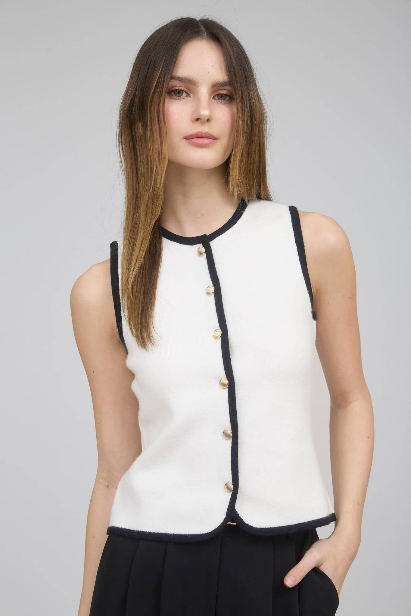 Contrast Trim Sweater Vest