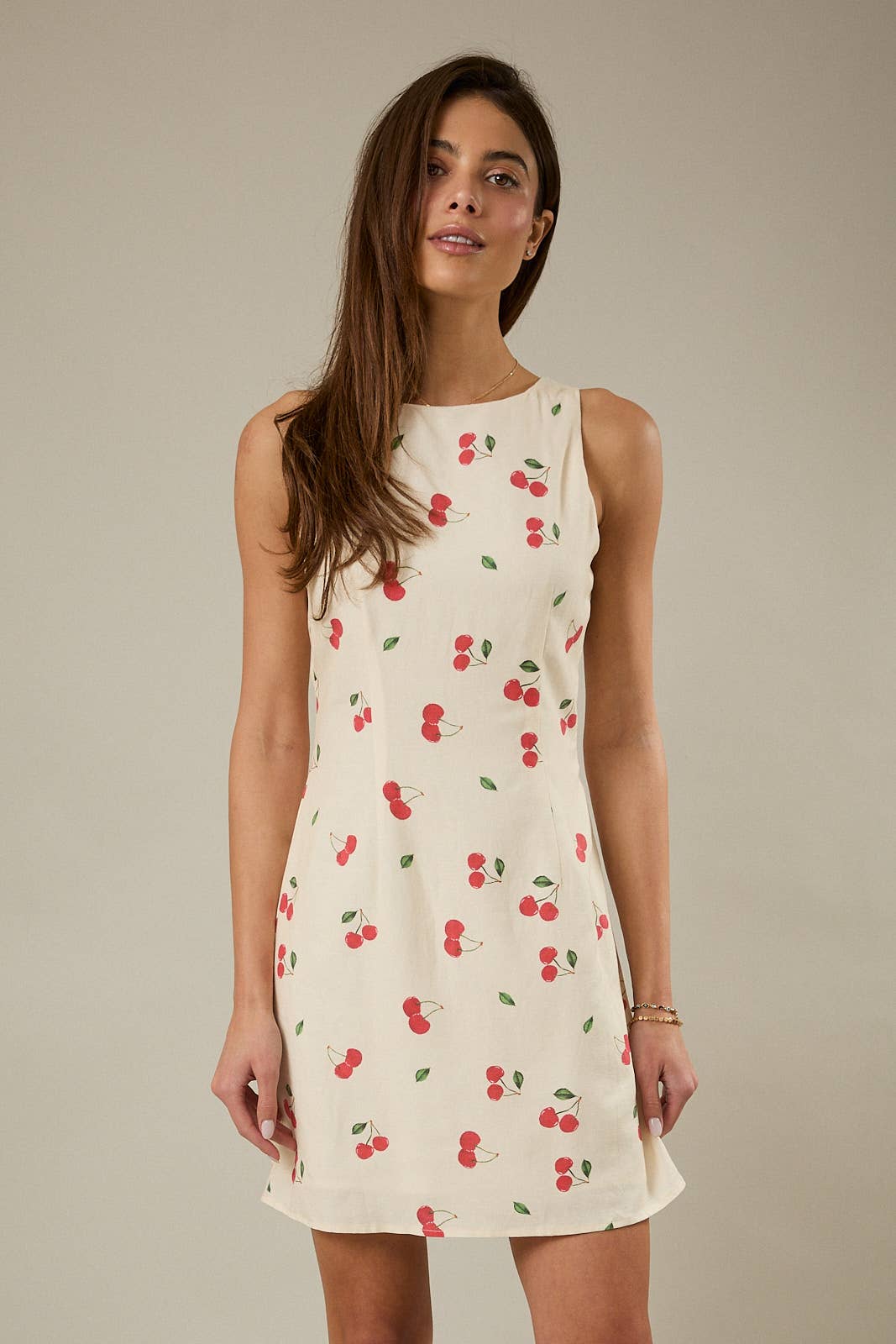 knee length dresses for ladies Galaca Mini Dress in Cherries Black main image 0