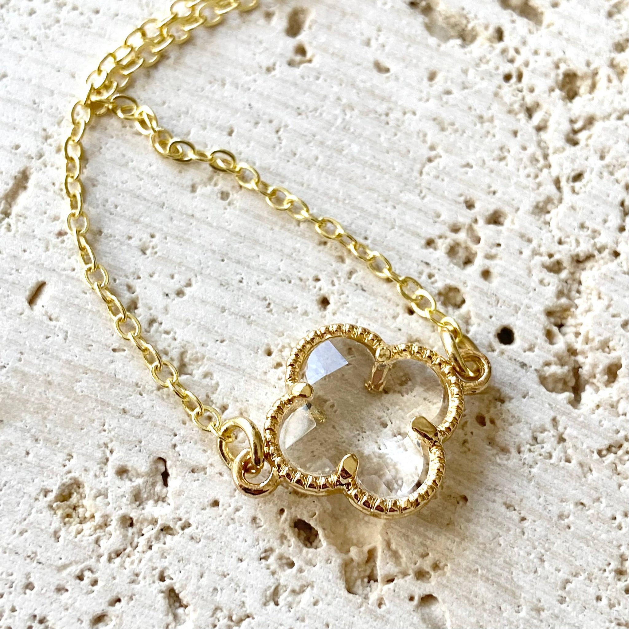 Crystal Clover Quatrefoil Necklace 