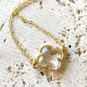 Crystal Clover Quatrefoil Necklace 