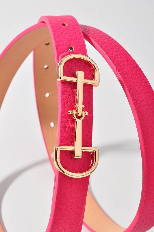Horsebit Buckle Skinny Belt