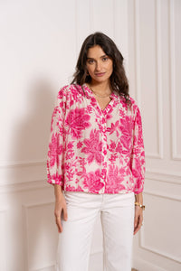 Saint Tropez Silk Blouse- Fuschia