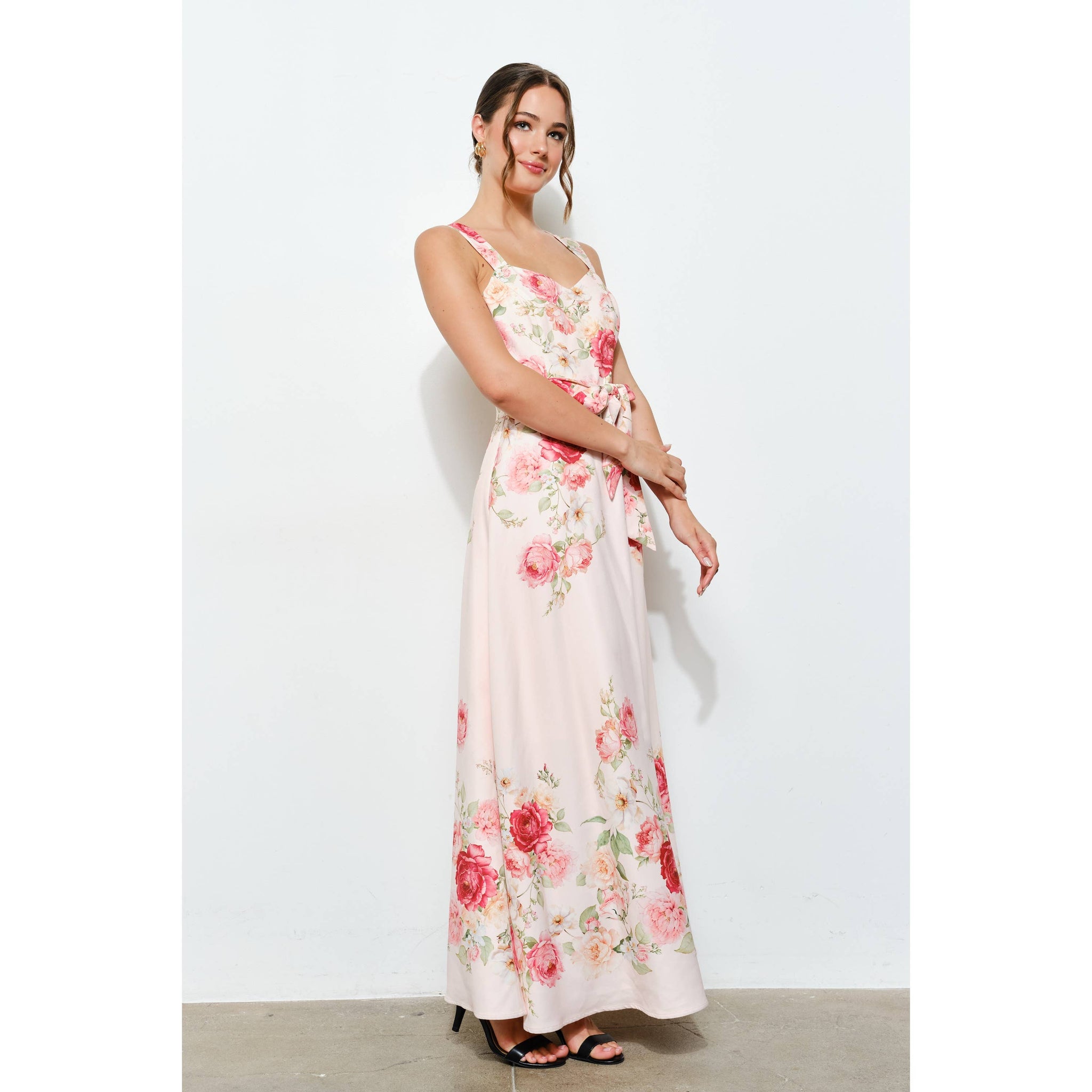 Floral Silky Fit & Flare Midi Dress – Miss Scarlett Boutique