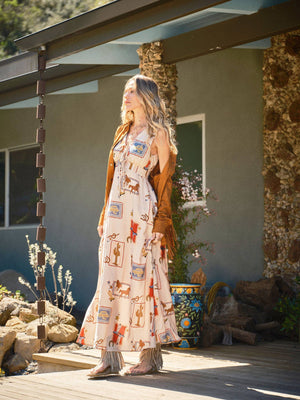 Western Motif Maxi Dress