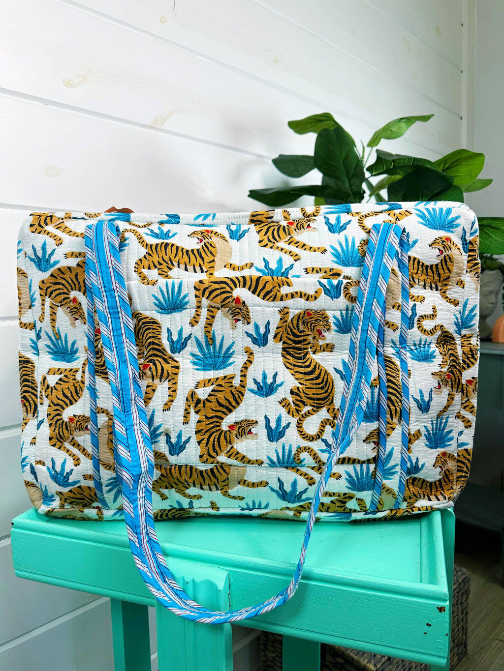 White Tiger Quilted Duffle Bag