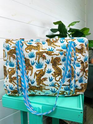 White Tiger Quilted Duffle Bag