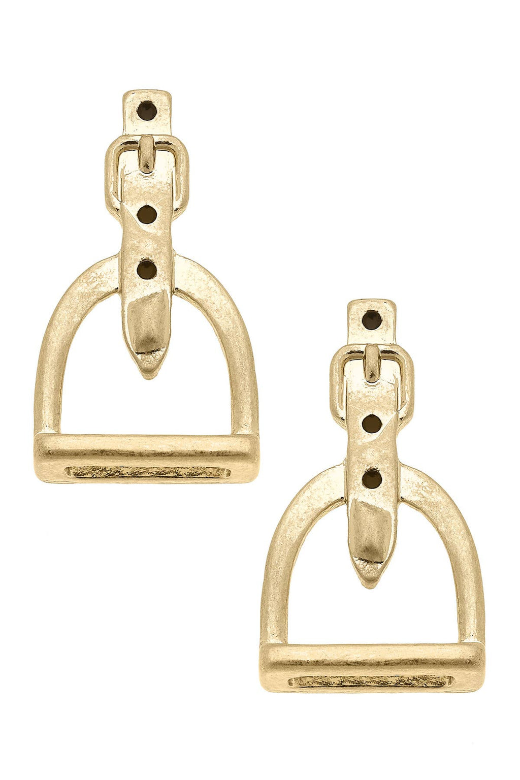 Hunter Stirrup Stud Earrings in Shiny Gold
