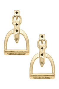 Hunter Stirrup Stud Earrings in Shiny Gold
