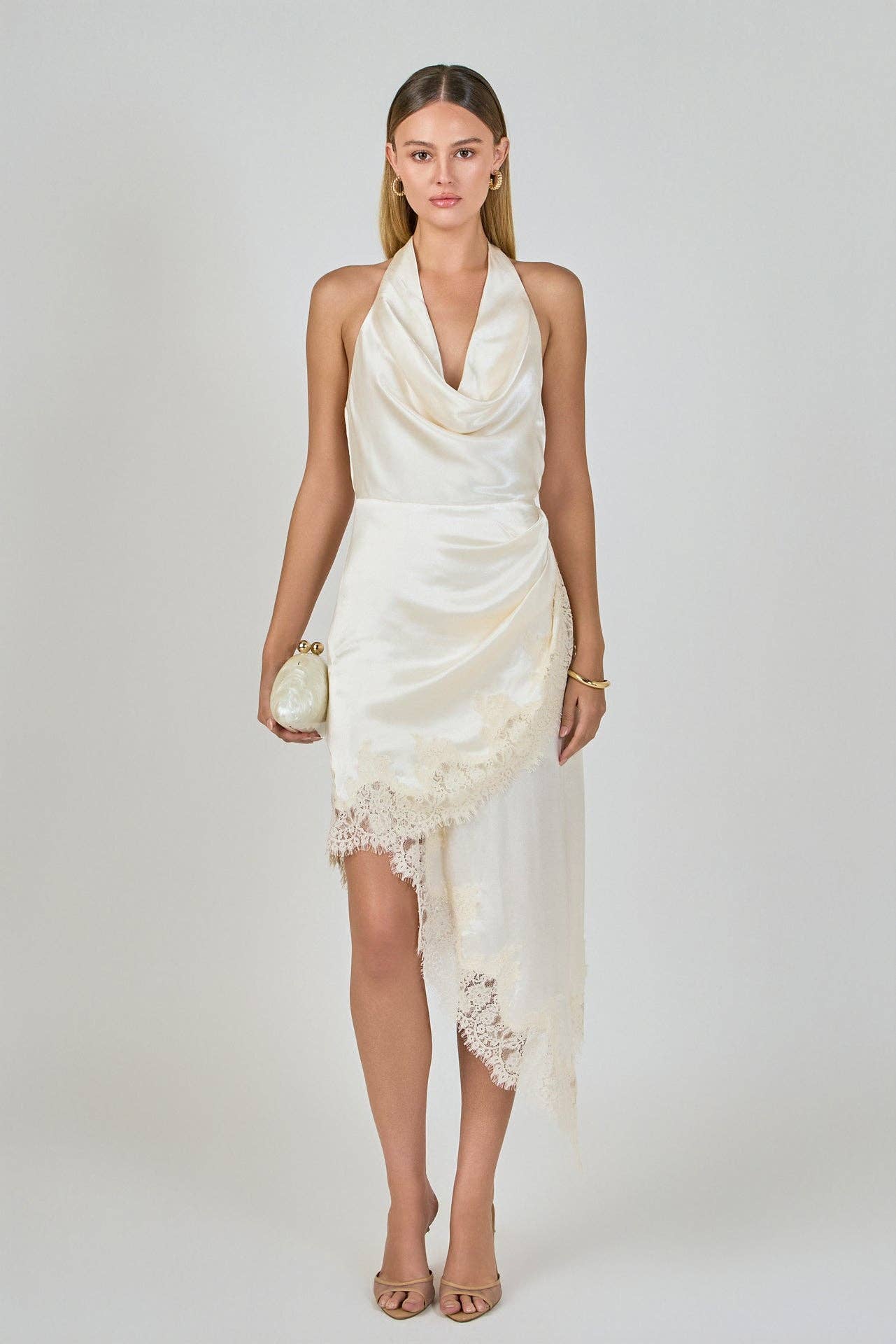 Endless Rose Women's Satin Lace Asymmetrical
