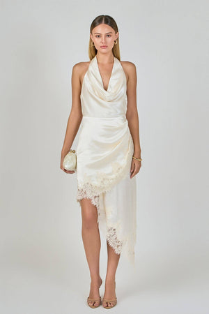 Endless Rose Women's Satin Lace Asymmetrical