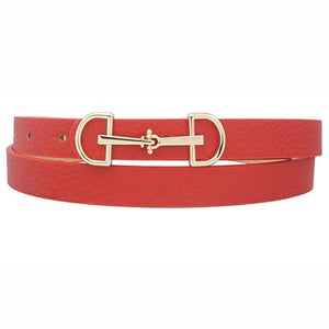 Horsebit Buckle Skinny Belt