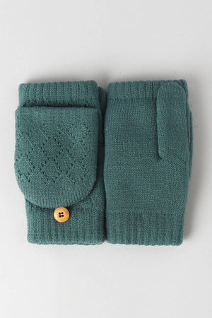 Solid Knit Convertible Fingerless Mittens Gloves