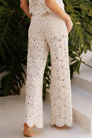 Floral Crochet Straight Pants