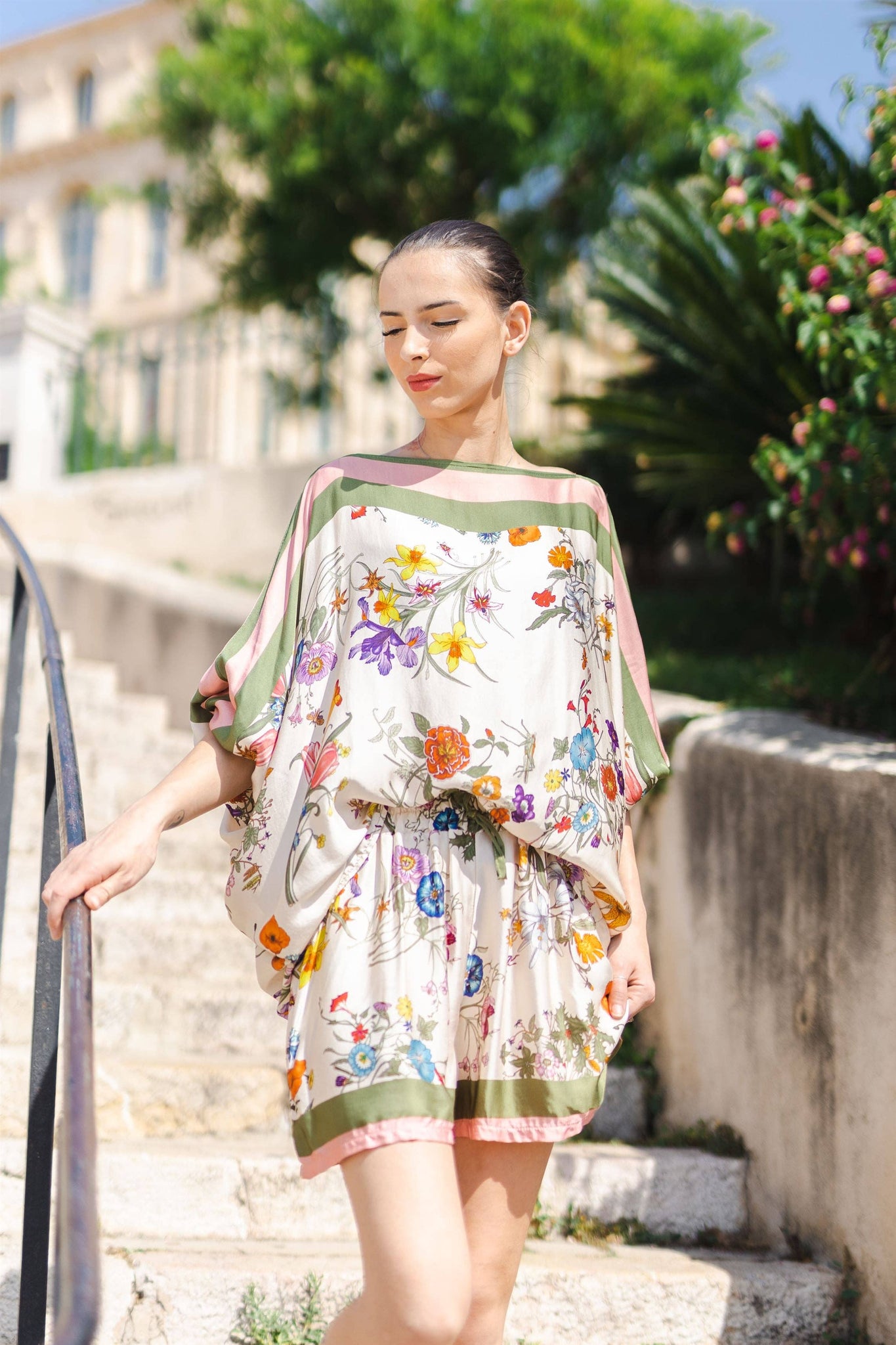 Floral Print Silk Shorts