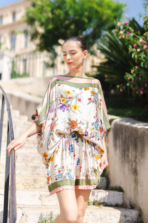 Floral Print Silk Shorts