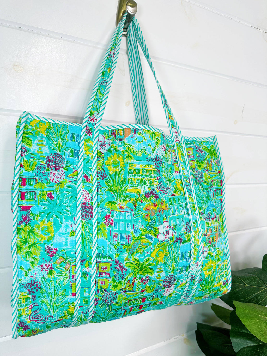 Quilted Tote Bag | Large Shopping Bag | Southern Town Tote