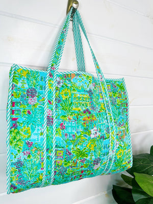Quilted Tote Bag | Large Shopping Bag | Southern Town Tote