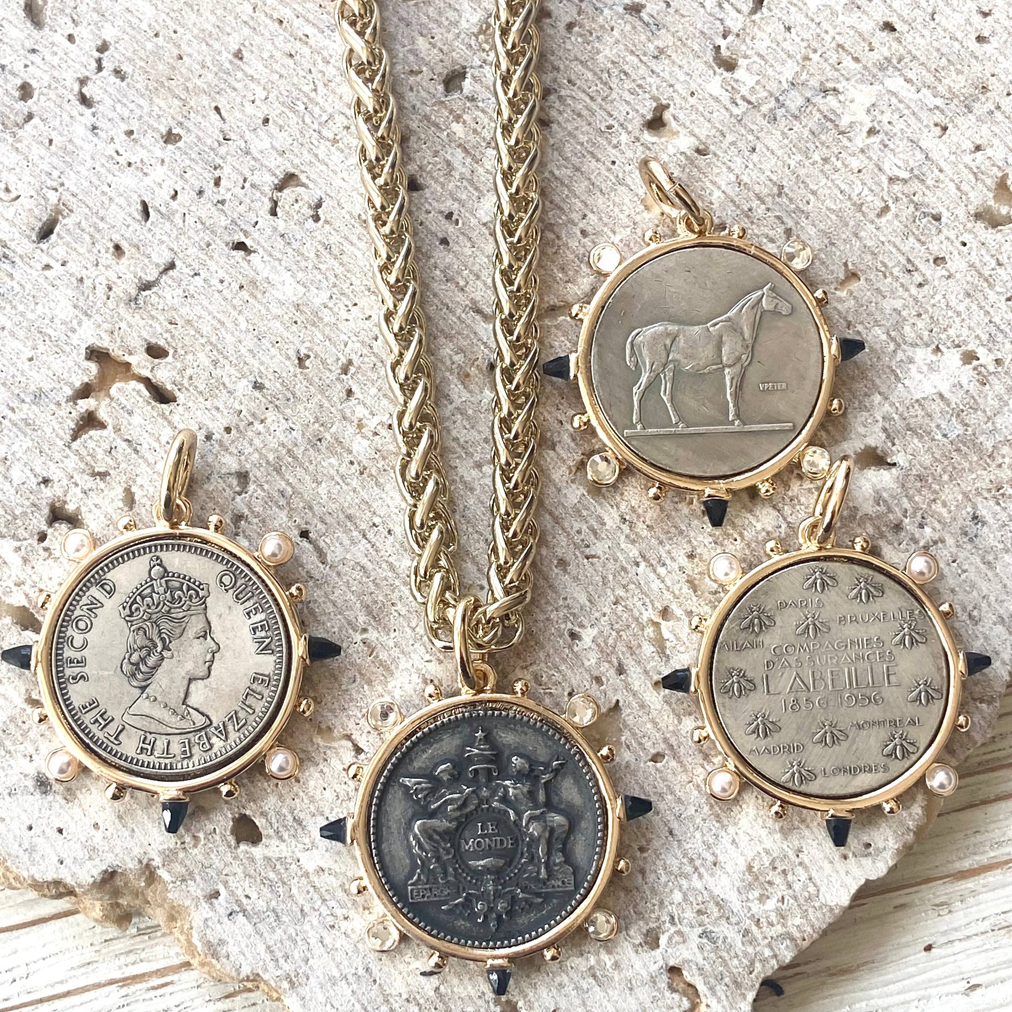 French Horse Coin Chain Necklace