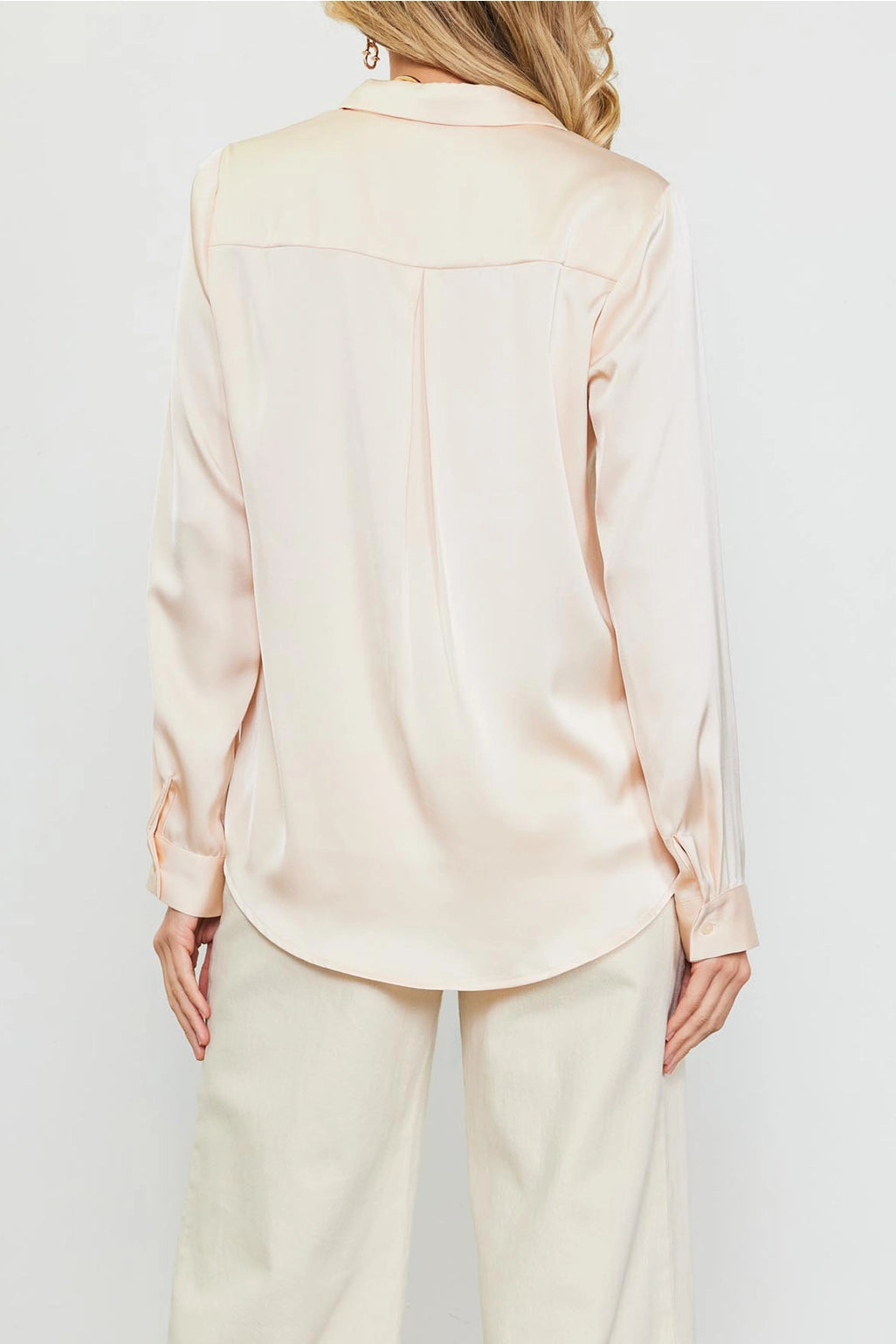 Champagne Satin Button Down