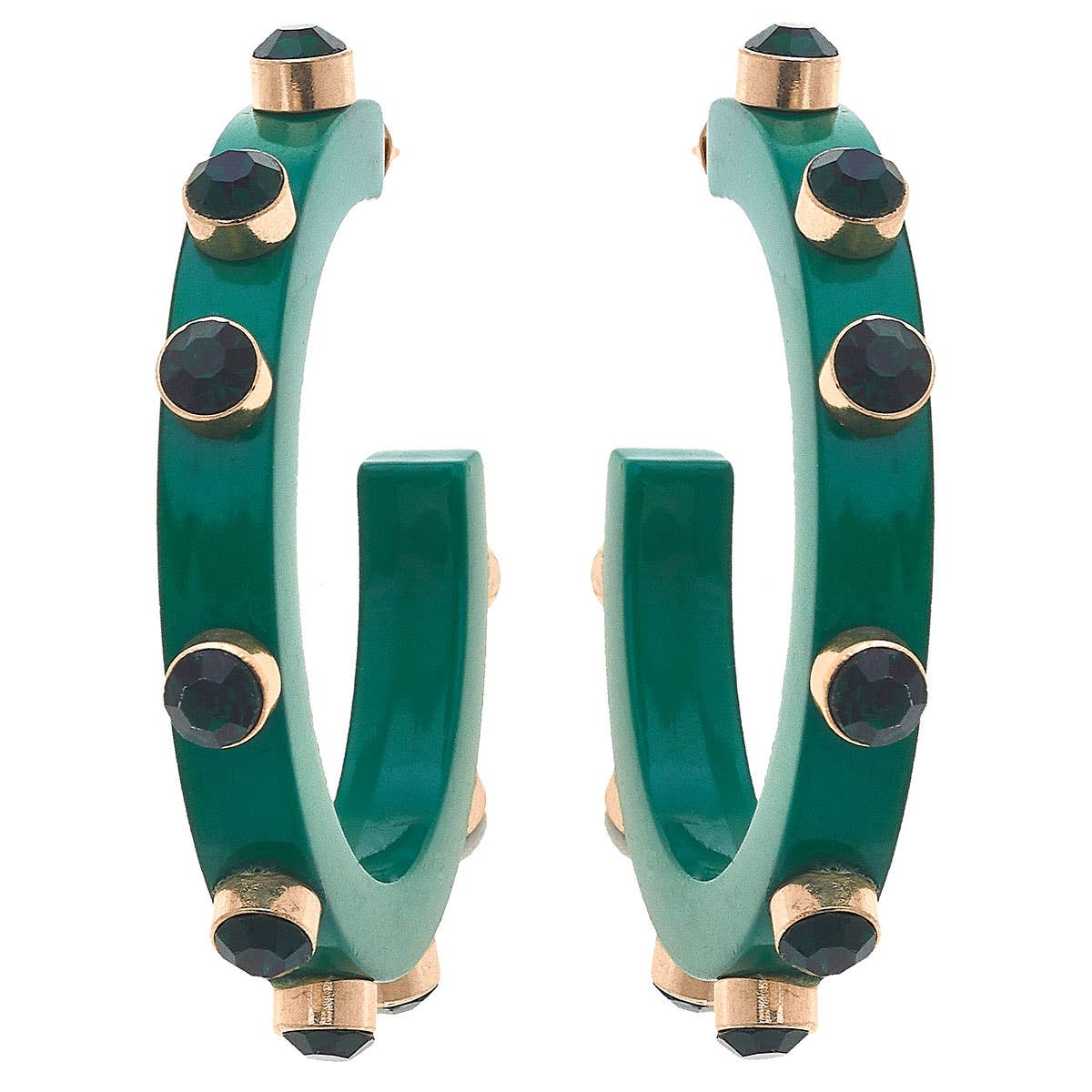 Canvas Style - Renee Resin and Rhinestone Hoop Earrings: Bubble Gum