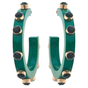 Canvas Style - Renee Resin and Rhinestone Hoop Earrings: Bubble Gum