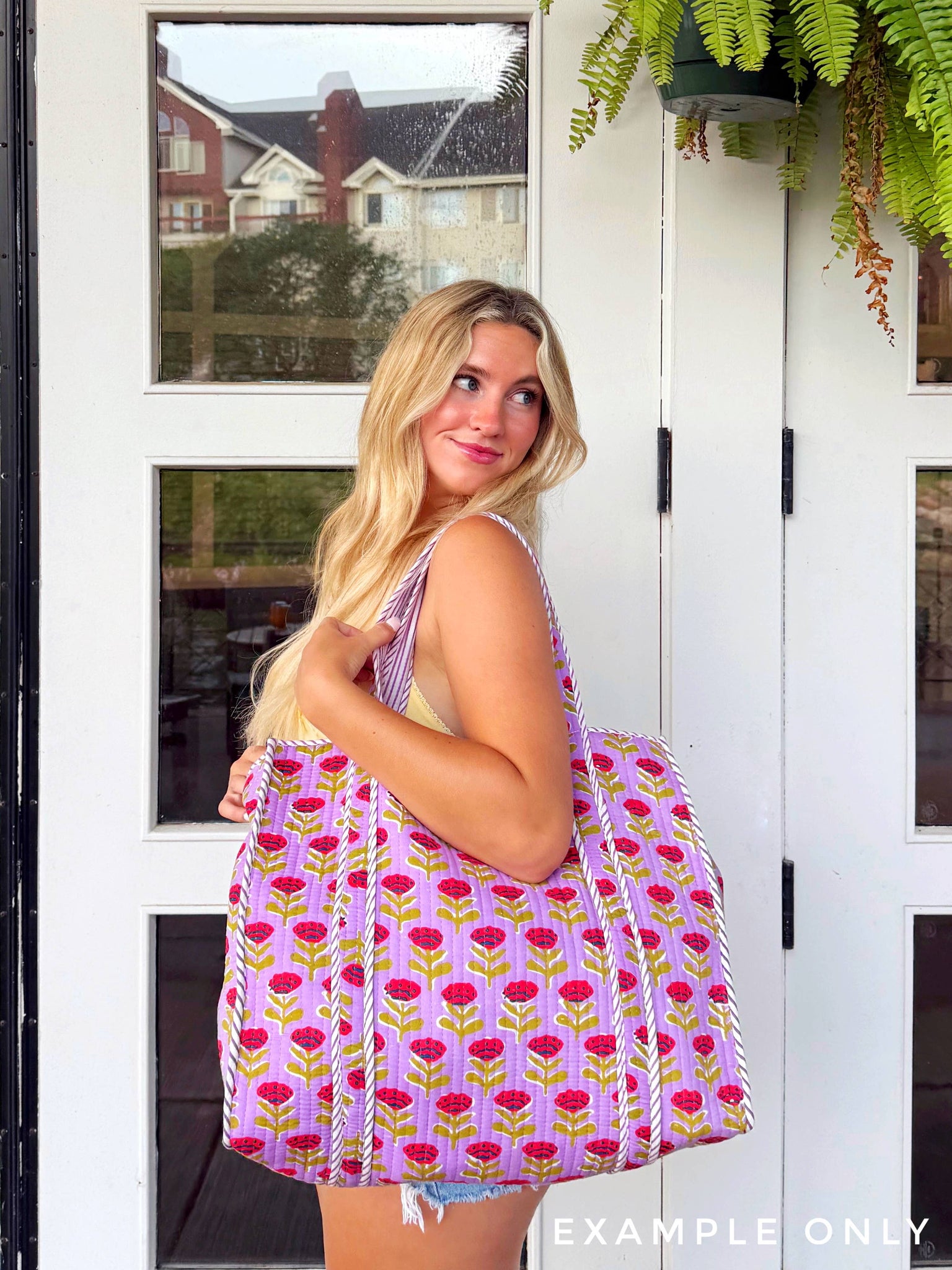 Quilted Tote Bag | Large Shopping Bag | Southern Town Tote
