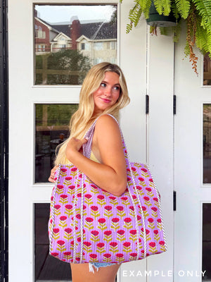 Quilted Tote Bag | Large Shopping Bag | Southern Town Tote