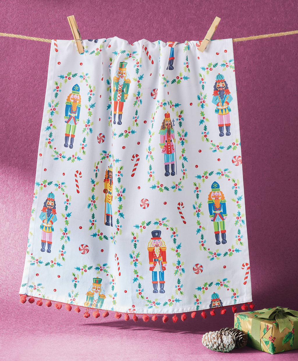 Nutcrackers w/Pom Pom Kitchen Towel - Angela Staehling