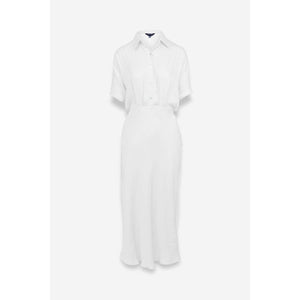 white midi shirt dress Button Up Midi Shirt Dress