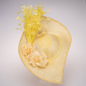 Sinamay Base With Flowers Feathers On The Brim - Red