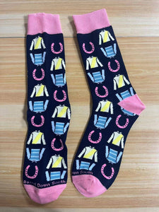 Multi Colored Jockey Silks Horse Racing  Sock