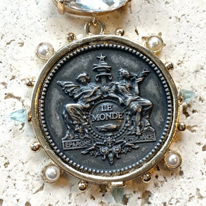 French Coin Medallion Equestrian Necklace