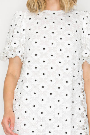 Daisy Polka Dot Lace Mini Dress