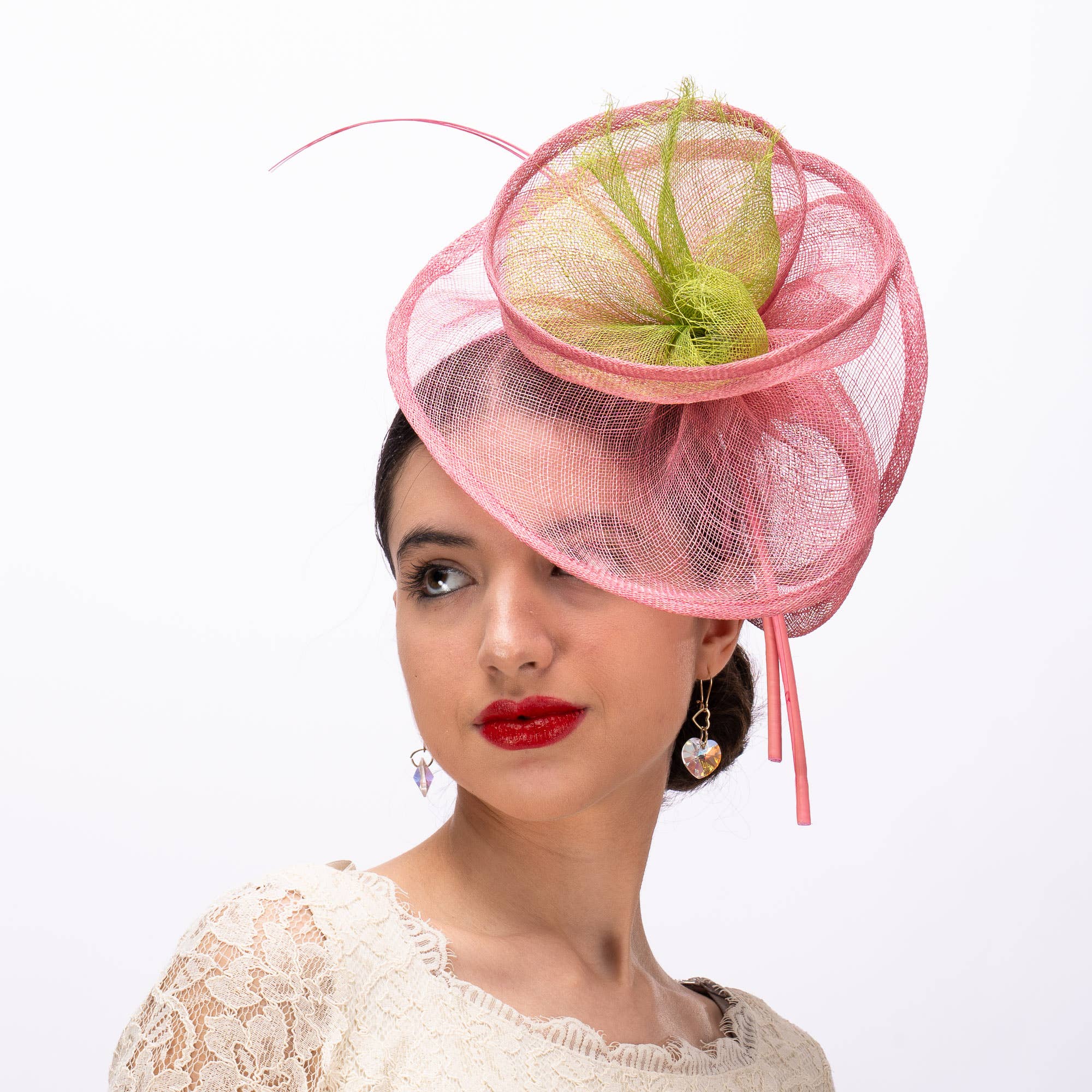 2Tone Sinamay Fascinator With 2 Quill Stick Feathers