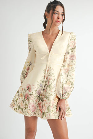 Floral Long Sleeve Mini Dress