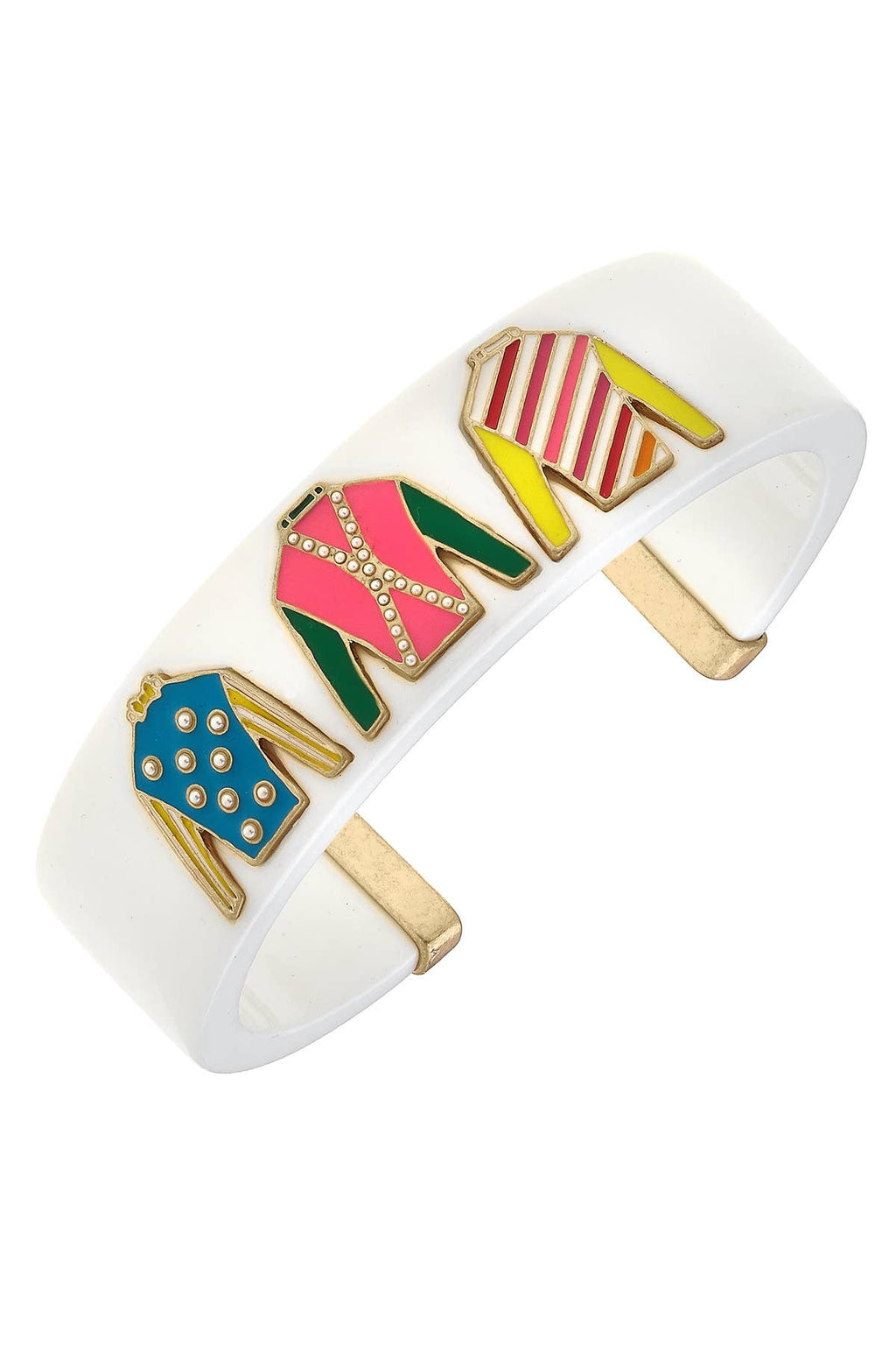 Triple Crown Jockey Silks Resin Cuff in White