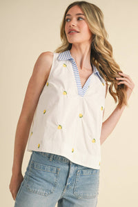 Lemon Embroidered Tank