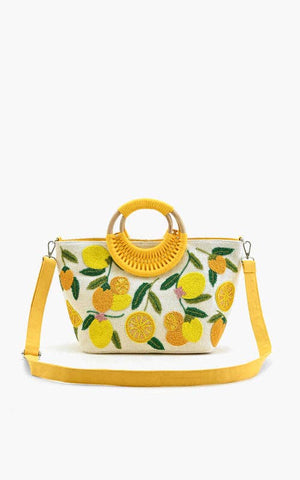 Make Lemonade Tote with Wicker Handle