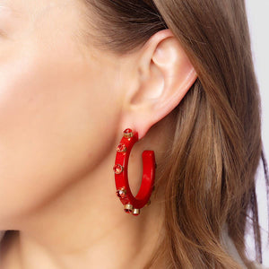 Canvas Style - Renee Resin and Rhinestone Hoop Earrings: Bubble Gum